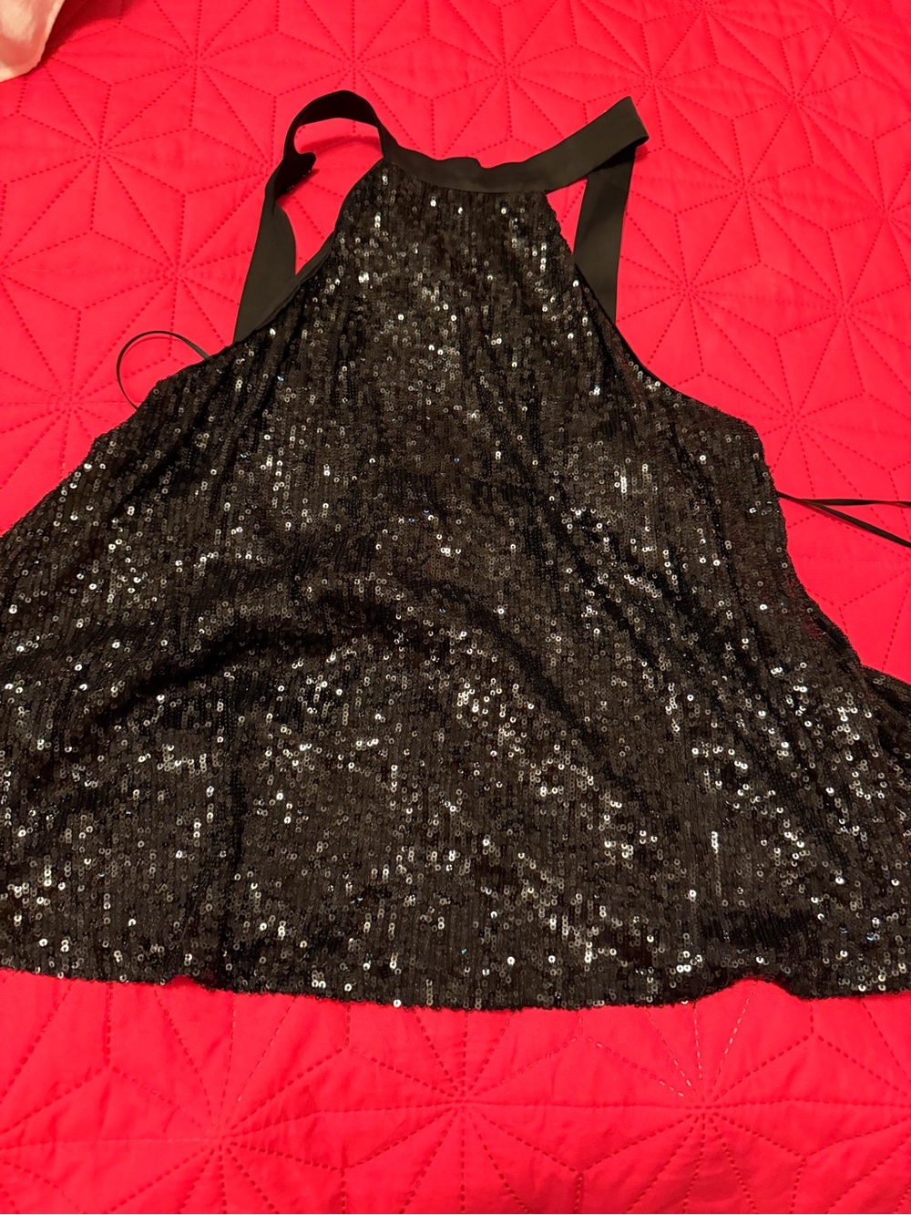 Express Black Sequin Halter Cami